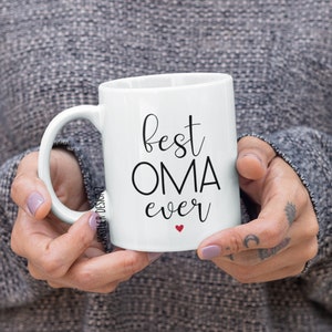 Best Oma Ever Mug – Personalized Gift for Oma from Grandkids, Cute Mother&#39;s Day Coffee Cup for Grandma, Custom Oma Mug with Name