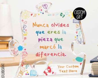 Personalized Spanish Teacher Gift: Puzzle Acrylic Appreciation Plaque