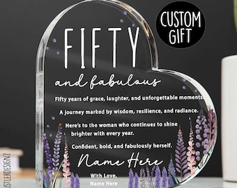 Geschenkset Zum 50. Geburtstag Für Frauen – Acrylschild & Schlüsselanhänger Set Für Mama, Oma, Freundin