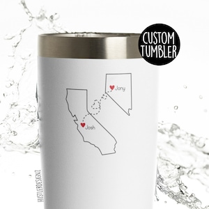 Tasse de gobelet de relation longue distance, gobelet personnalisé, amitié longue distance, cadeau longue distance, cadeau de déménagement, travail de cadeau de départ