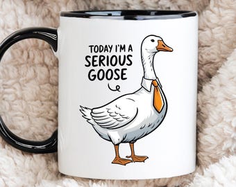 Taza divertida de ganso: hoy soy un ganso serio, taza de café de ganso tonto, regalo de humor de oficina, regalo de broma para compañeros de trabajo, amigos y jugadores