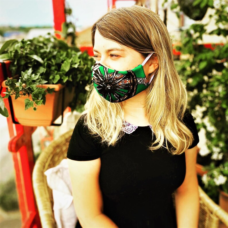 Emerald Green Face Mask Handmade Washable Reusable Double Etsy