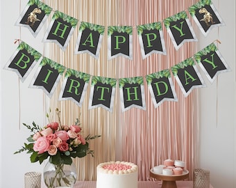 Roooarsome Dinosaur Birthday Banner, Dino Party Decor, Editable Printable Template, Neutral T-Rex Theme, Instant Download, RD001