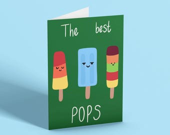 Best pops card, funny fathers day card, pops birthday card