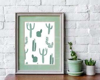 Cacti print | Succulent wall art | cactus pattern wall art | plant art Illustration | botanical print | minimal plant print