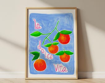 La Dolce Vita Print, Summer Beach Art, Beach House Decor, hand painted gauche