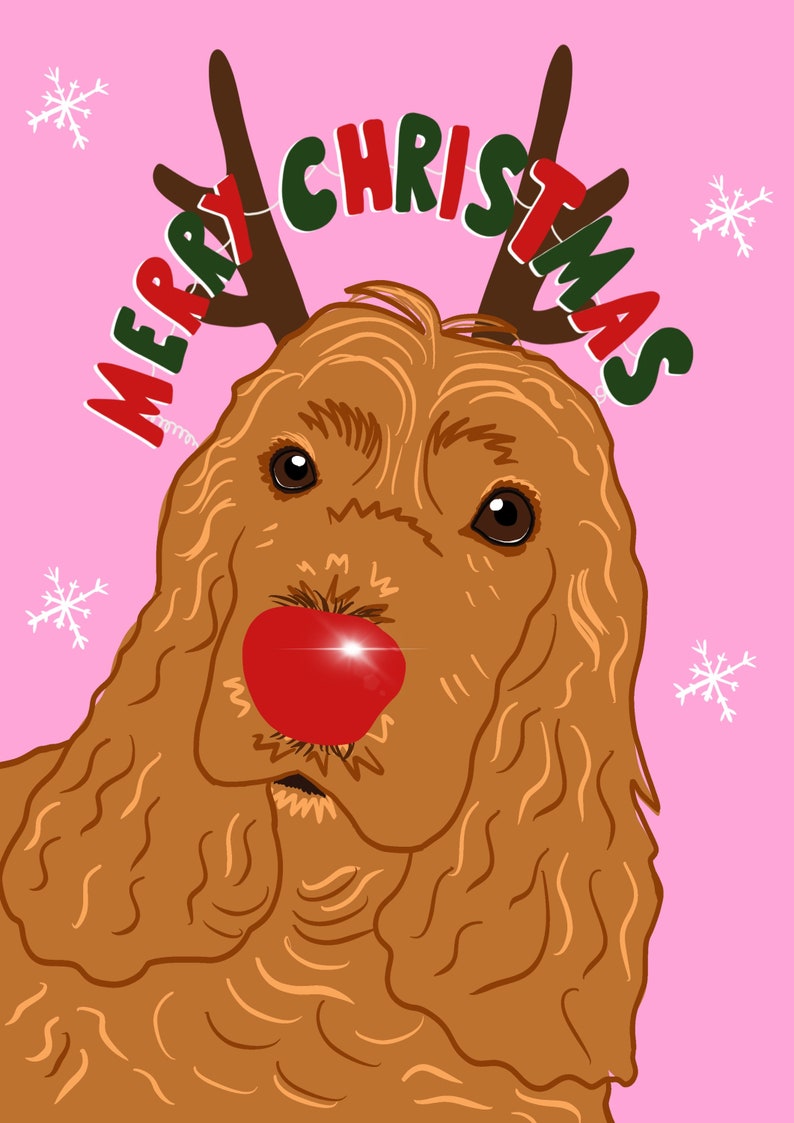 Custom pet Christmas cards custom breed holiday card customised dog greeting card pet portrait Santa hat Xmas card zdjęcie 4