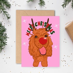 Custom pet Christmas cards custom breed holiday card customised dog greeting card pet portrait Santa hat Xmas card zdjęcie 6