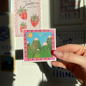 Cute Mountain Sticker | Kawaii Nature Vinyl Decal | Adventure Aesthetic | Waterproof Laptop & Water Bottle Sticker | Outdoor Lover Gift