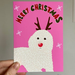 Custom pet Christmas cards custom breed holiday card customised dog greeting card pet portrait Santa hat Xmas card zdjęcie 7