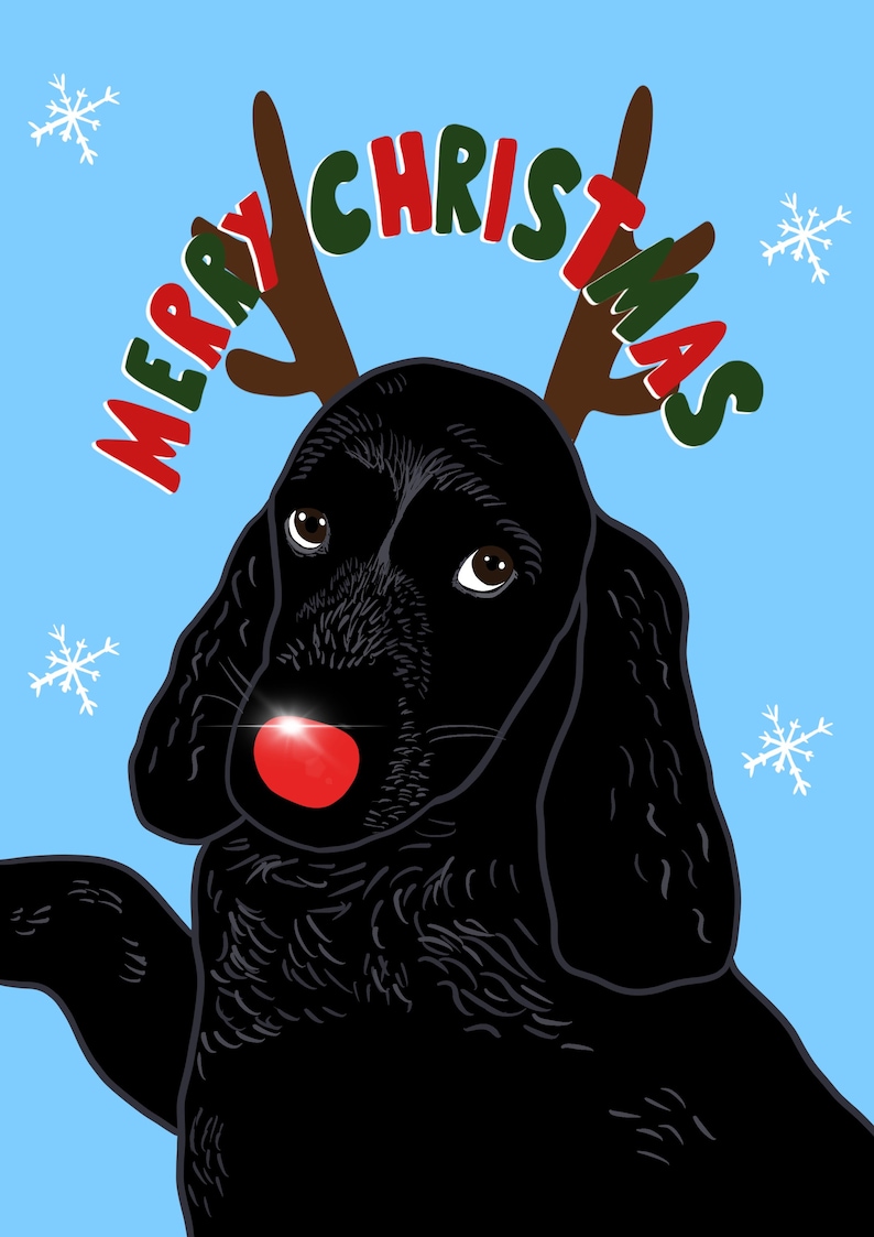 Custom pet Christmas cards custom breed holiday card customised dog greeting card pet portrait Santa hat Xmas card zdjęcie 5