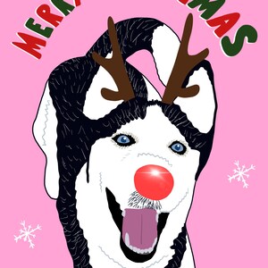 Custom pet Christmas cards custom breed holiday card customised dog greeting card pet portrait Santa hat Xmas card zdjęcie 3