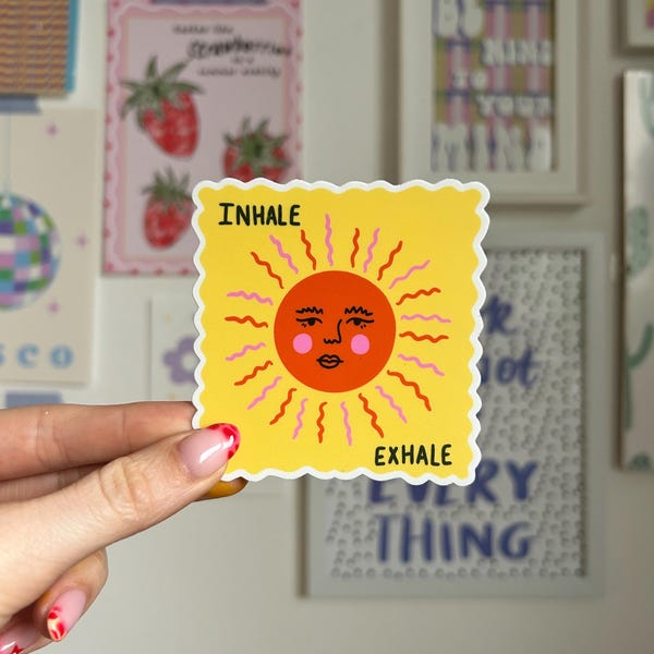 Pegatina de vinilo "Sun" / "Inhale Exhale", impermeable, para portátil o Kindle