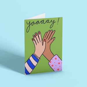 Tarjeta de felicitación de celebración Yaaaaay / choca esos cinco / tarjeta de amistad / tarjeta de cumpleaños / felicitaciones / buen trabajo