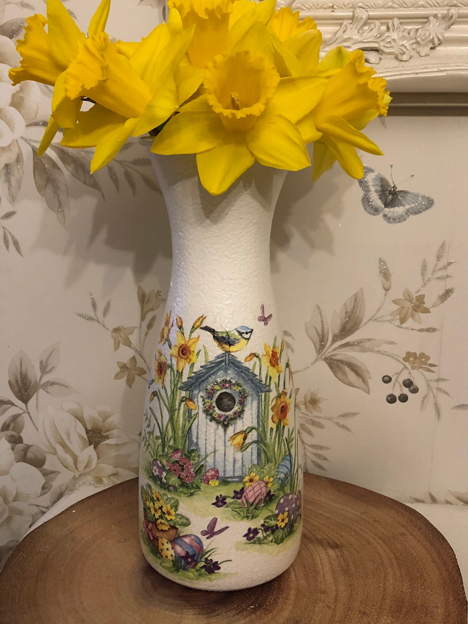 Hand painted and decoupaged Easter vase | Etsy