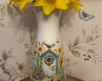 Hand painted and decoupaged Easter vase