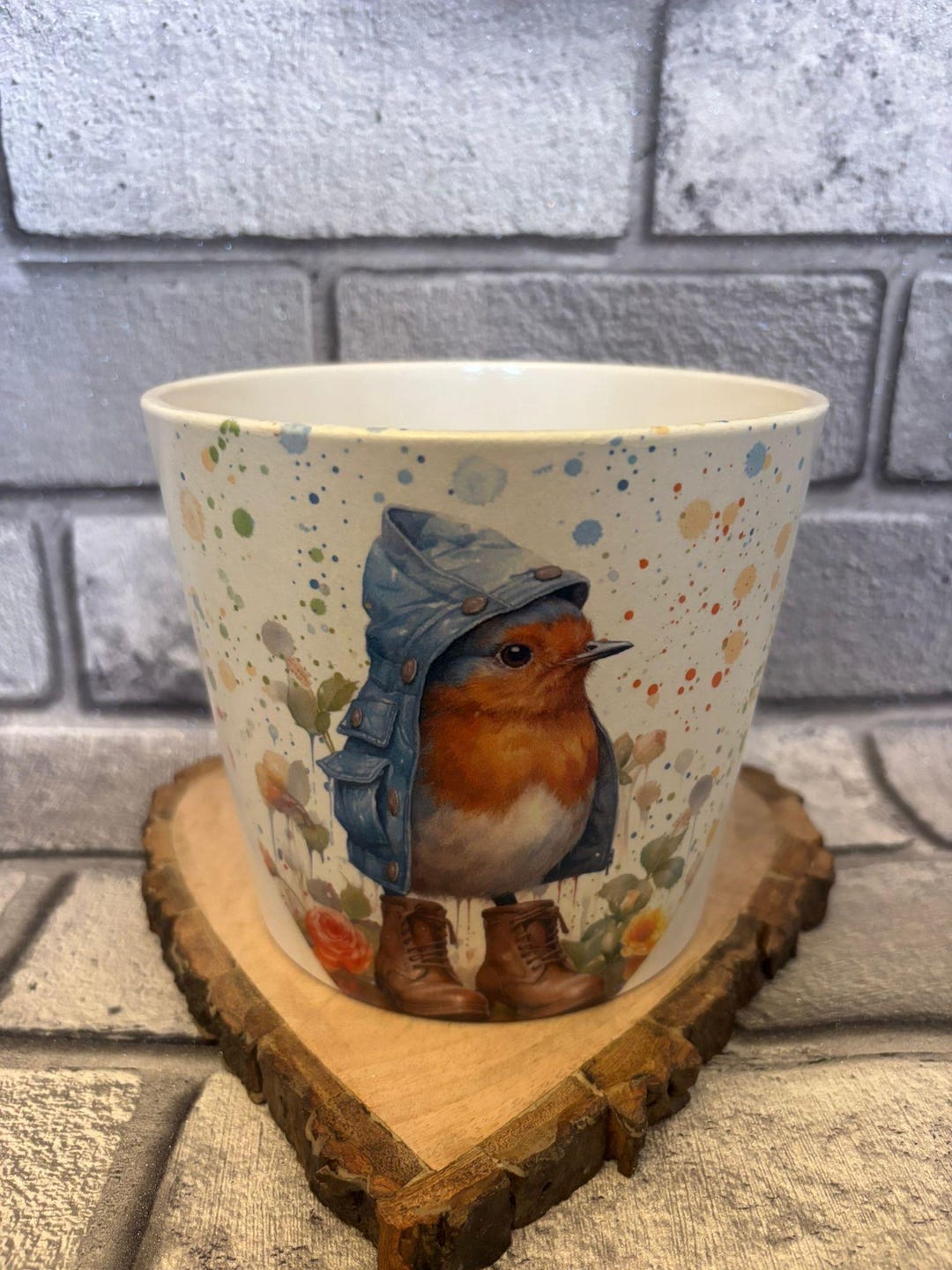 Robin Decoupaged Decoupaged Indoor Robin in Boots Plant Pot - Etsy UK