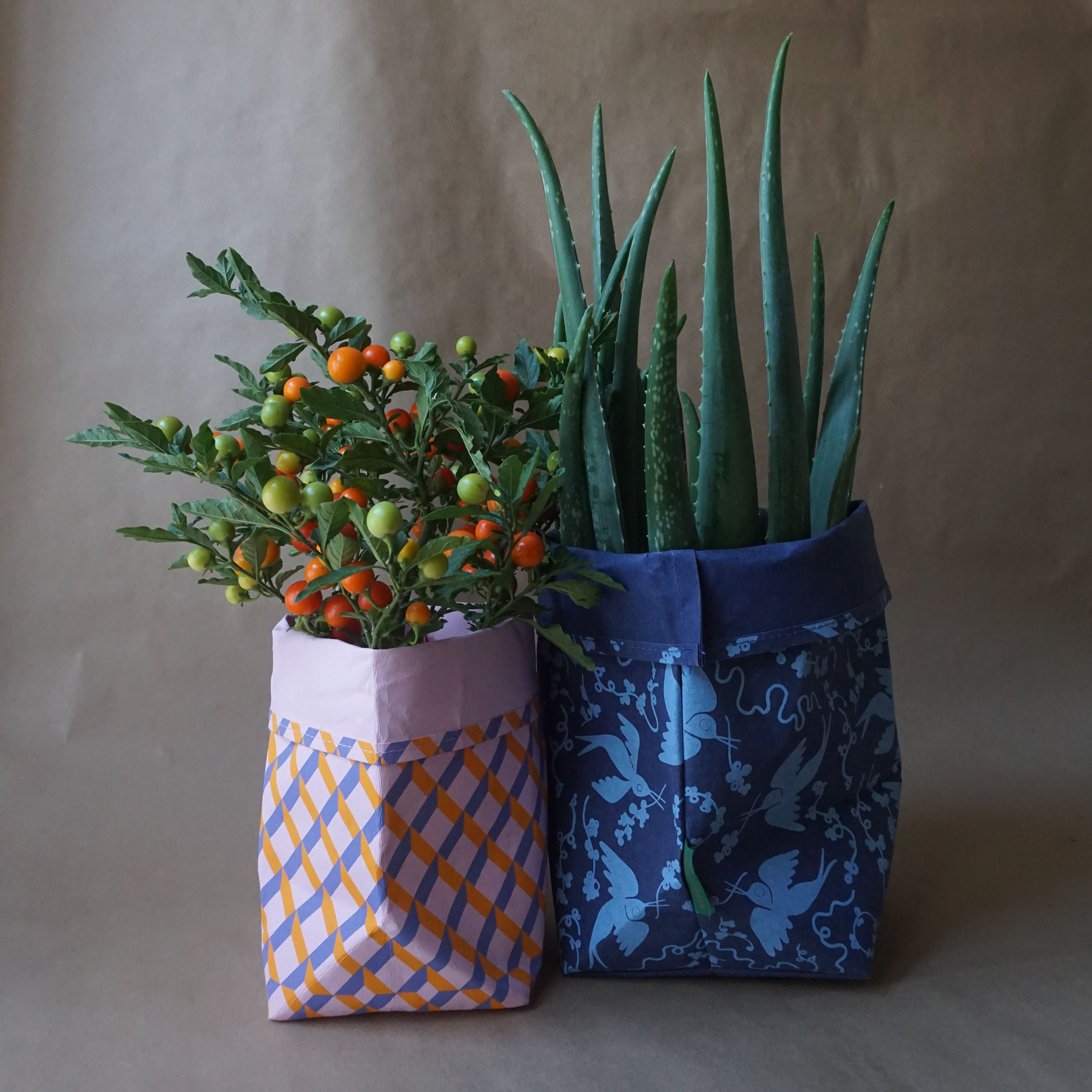 Couvercle de Pot Plantes en Papier Kraft - Rangement/Jouets/Aliments Rose
