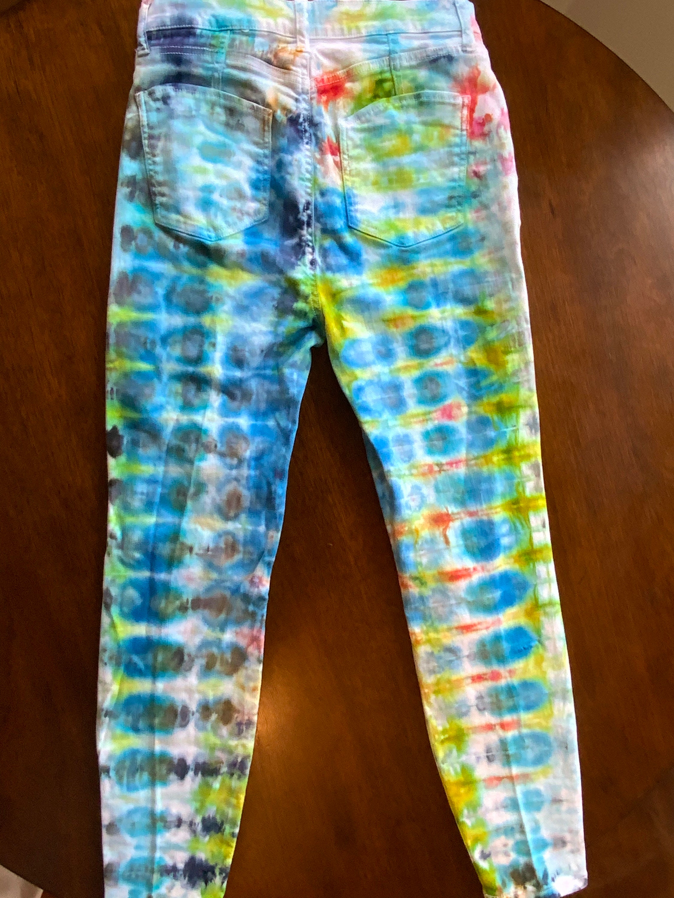 Tie Dye Pants Design: Distressed Stripes Skinny Curvy High | Etsy