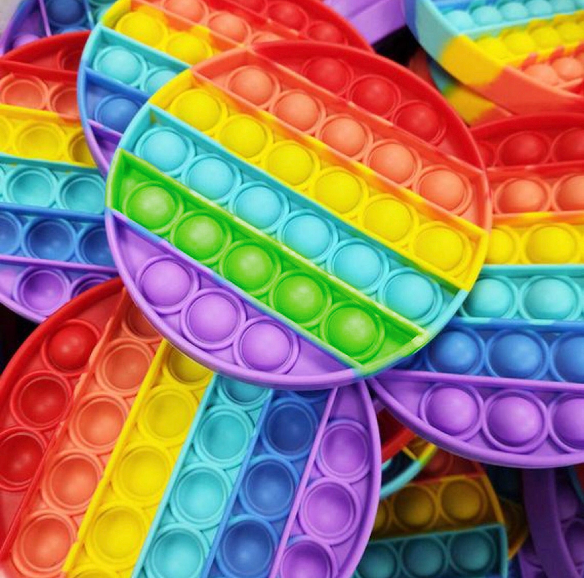 Pop It Rainbow Colour Fidget Toys Push Pop Bubble Sensory Etsy