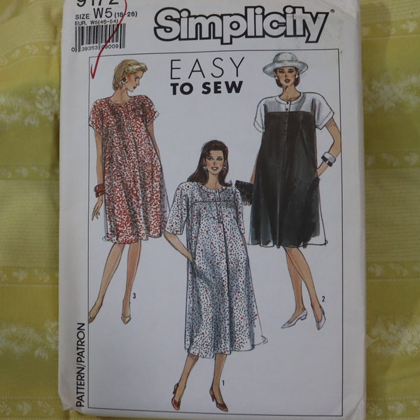 Easy maternity pullover dress pattern by Simplicity size 18 - 26 - Easy to sew summer maternity dress pattern