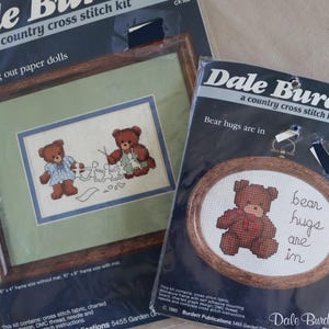 2 Teddy Bear Counted Cross Stitch Kits - Vintage 1980s Counted Cross Stitch Kits with Cute Teddy Bears - Quick and Easy Cross Stitch Kits