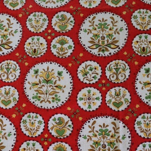 Vintage Cafe Curtain Panels - Red and Yellow Floral Print