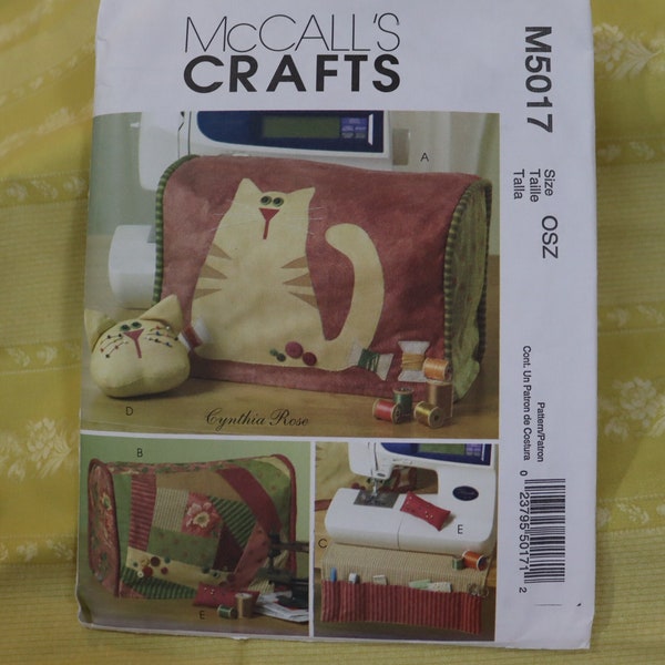 Patchwork Cat Sewing Machine Cover and Sewing Machine Organizer Pattern - McCalls Crafts Pattern 5017