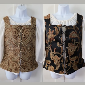 Black or Brown Historical Bodice - Medieval or Renaissance Lace-Up Bodice for Historical Cosplay or Reenactment -Renaissance Fair Costume