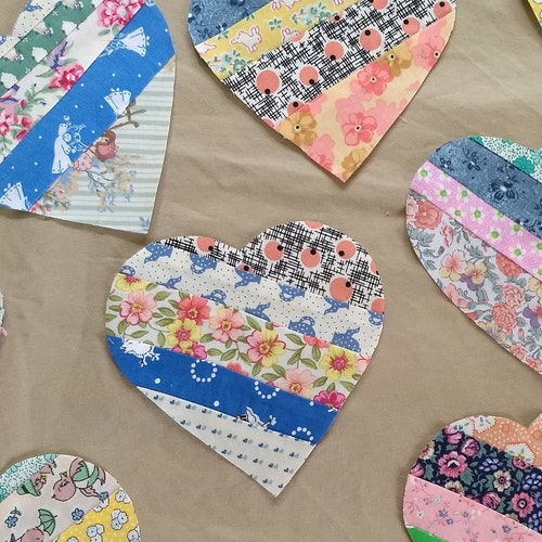 18 Precut Patchwork Fabric Hearts 5 Inch X 5 Inch Etsy