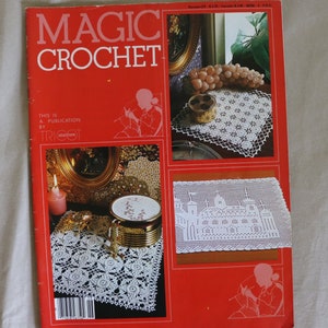 Magic Crochet Magazine, August 1983 No 26 - Easy to follow crochet patterns -Crochet diagrams for doilies, bedspreads, curtains, pillows