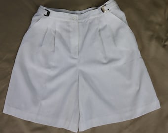 Vintage 90s High Rise Pleated Shorts White, 90s White Shorts Women