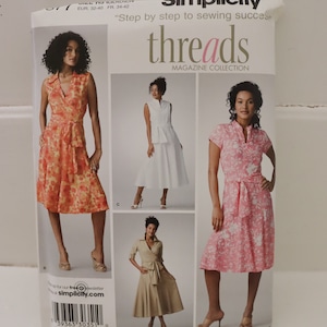 Fitted Summer Dress with full skirt and wrap top by Threads Magazine- Simplicity 3877 size 6 8 10 12 14 - Fit and Flare Dress Pattern