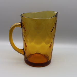 Amber Glass Pitcher with a diamond design - Vintage Amber Picture for retro kitchen, midcentury bar or flower arrangements
