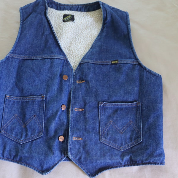 Wrangler Maverick Denim Jean Vest with fleece lining