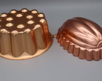 Vintage Copper-Colored Jello Mold: Fluted Aluminum Gelatin Food Mold