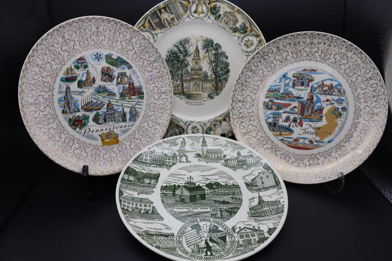 State Souvenir Collectible Plates - Pennsylvania Souvenir Plate, New Jersey Plate, Philadelphia Souvenir Plate, Hagerstown Anniversary Plate