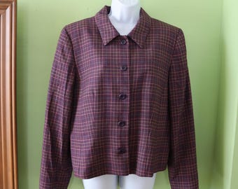 Blazer de lana a cuadros morado de Pendleton - Chaqueta corta de invierno morada - Blazer de oficina morado