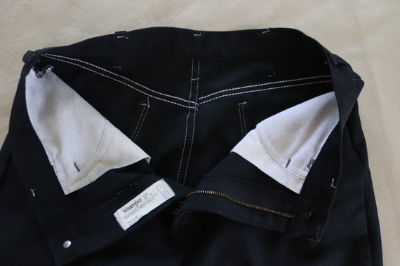 Vintage Men's Black Polyester Wrangler Jeans - 80… - image 7