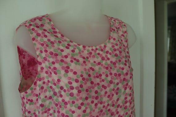 Reversable silky pink tank dress - floral AND pol… - image 6