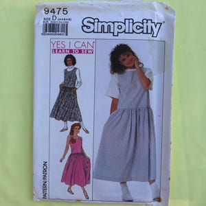 Easy Pullover Jumper Dress Pattern by Simplicity 9475 - 1980s Jumper Dress Pattern - Cute Teacher Dress Pattern - Learn to Sew Dress Pattern