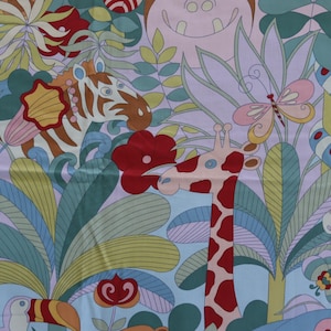 Cute Jungle Fabric - Jomo Jungle Alexander Henry with elephants, zebras, lions, birds, flowers- Kids Jungle Safari Fabric -Jungle Baby Quilt