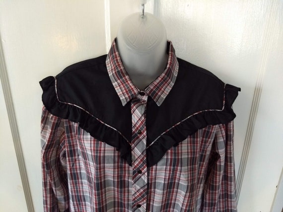 Western / Cowgirl Ruffled Blouse in Black, Red, W… - image 4