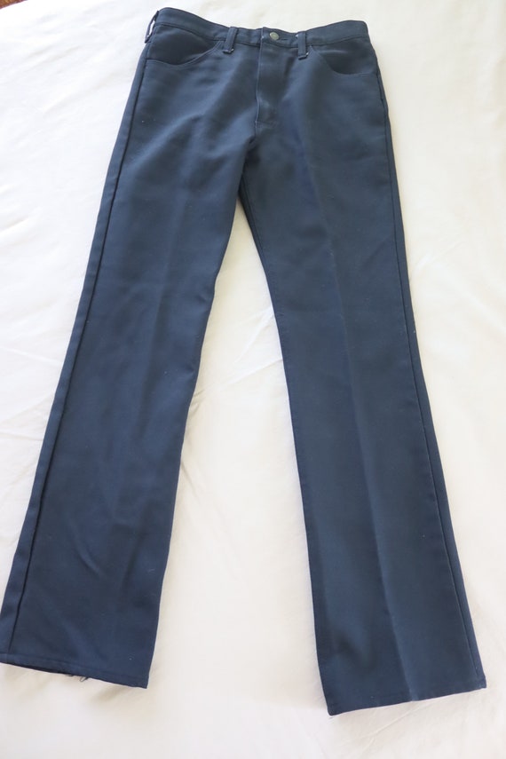 Vintage Men's Black Polyester Wrangler Jeans - 80… - image 2