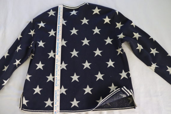 Black and Gold Star Cardigan Sweater - Black Cott… - image 5