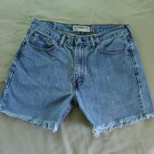 Levi&#39;s Cut-off Shorts - Distressed Levi&#39;s Denim Shorts - 100% cotton Denim Cut-off Boyfriend Shorts by Levis Straight Fit 505 Shorts