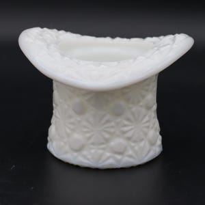 Vintage Fenton Milk Glass Top Hat - Daisy and Button Pattern White Fenton Hat - Milk Glass Hat Toothpick Holder by Fenton