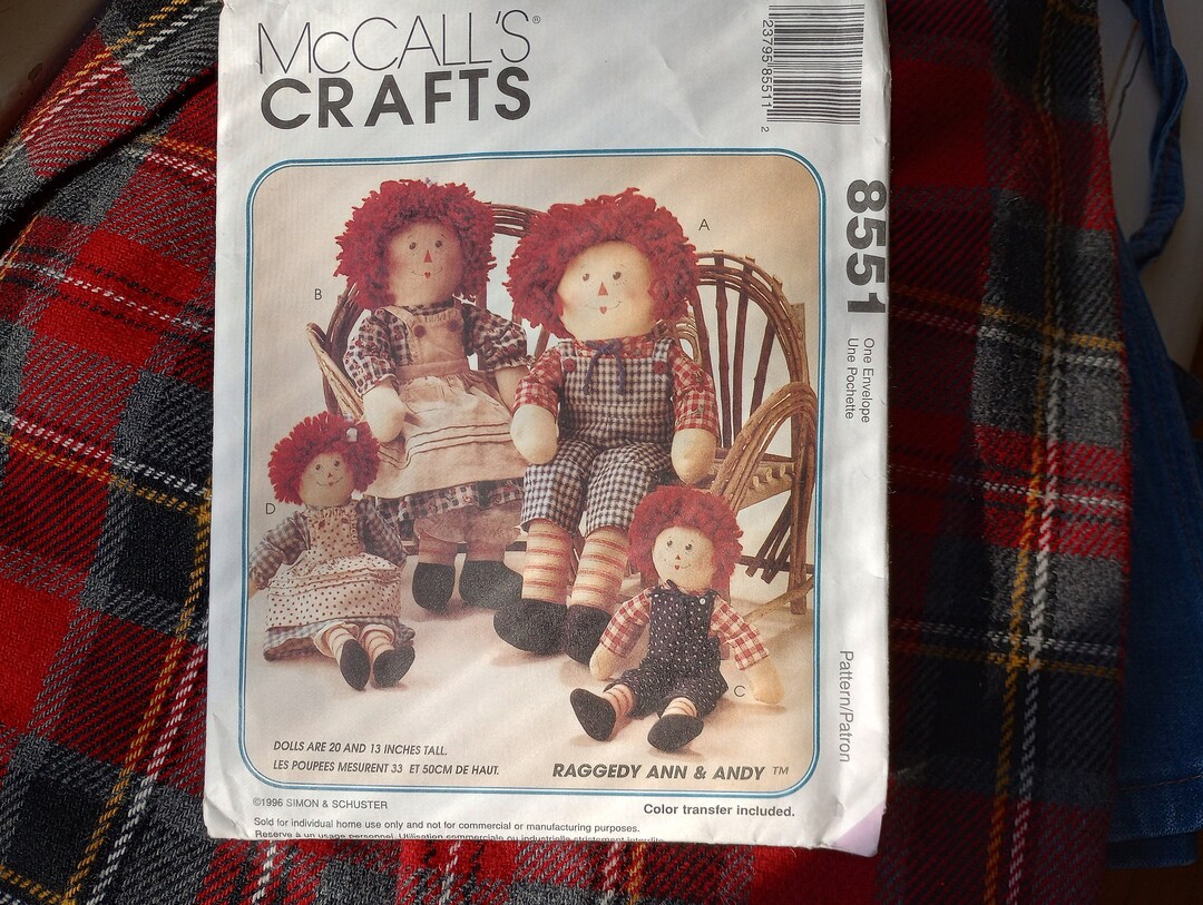 Raggedy Ann and Raggedy Andy Doll Patterns With Clothing in 2 Size by ...