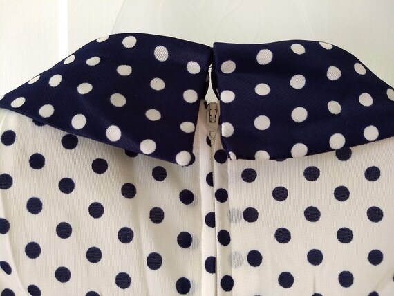 Vintage Navy and White Polka Dot Sleeveless Long … - image 8