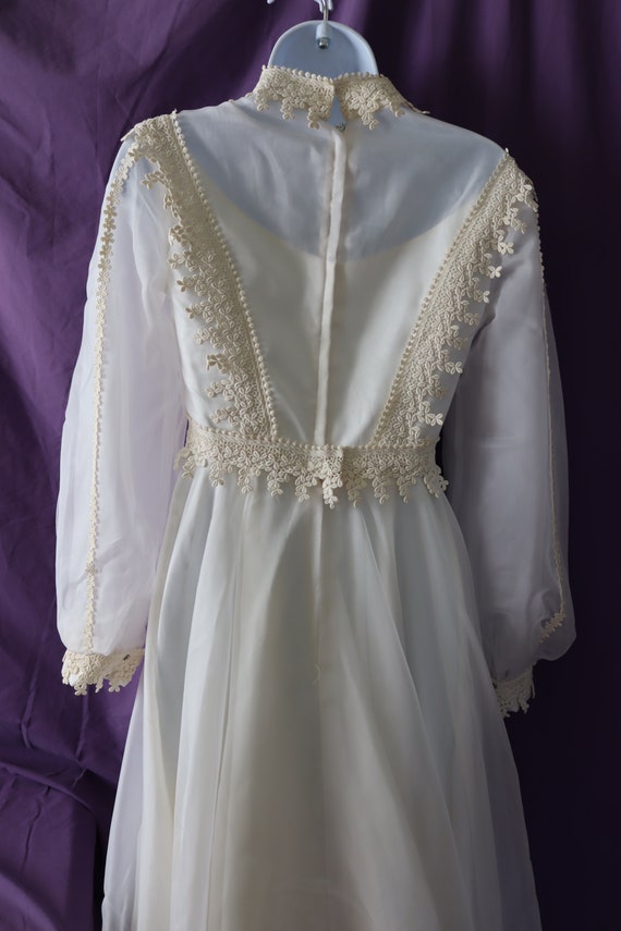 Vintage 1970s Ivory Chiffon Flared Midi Dress main image 0